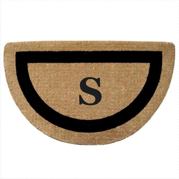 Nedia Home Nedia Home 02053S Single Picture - Black Frame 22 x 36 In. Half Round Heavy Duty Coir Doormat - Monogrammed S O2053S